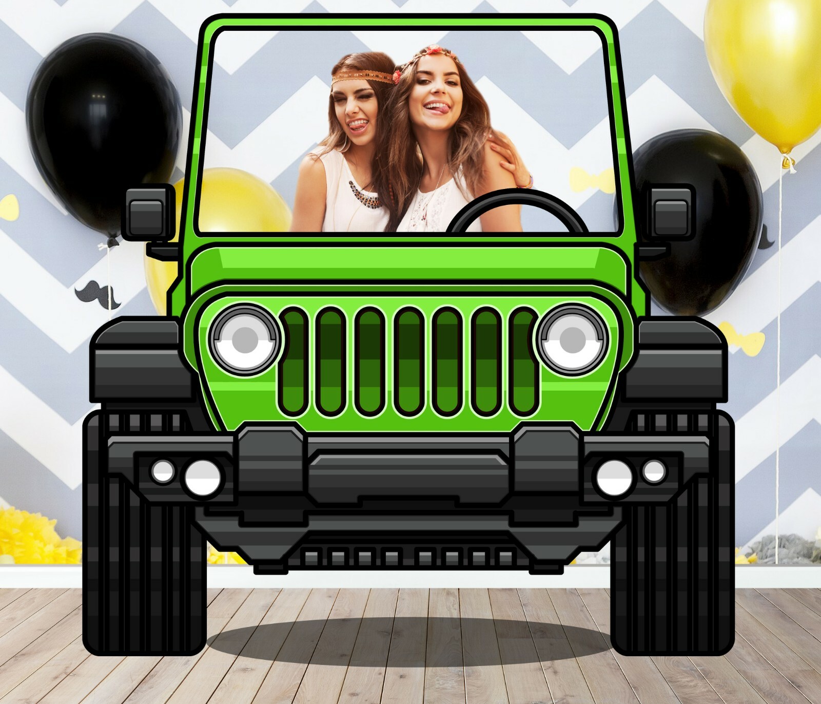 Green Jeep, Vehicle Theme, DIY Photo Booth Props, Non-Personalized