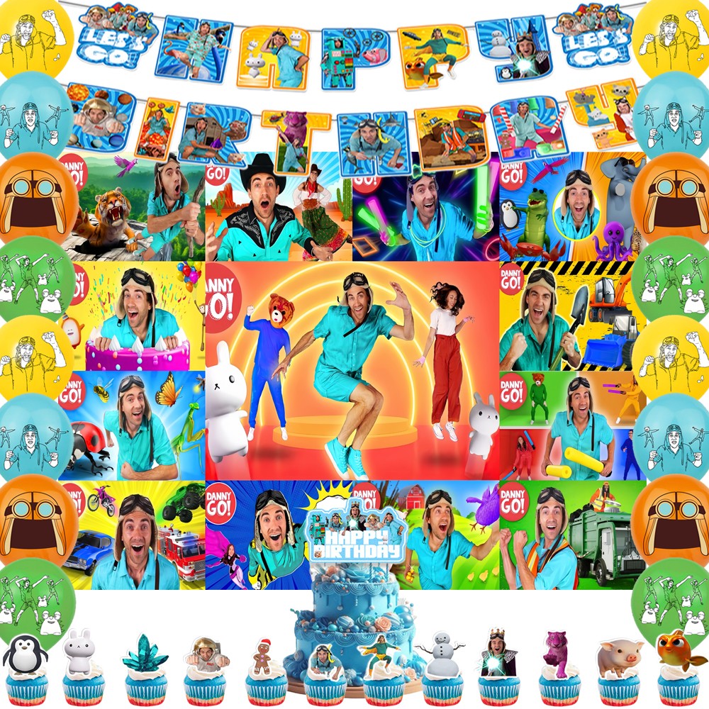 Danny Go Party Supplies Birthday Decoration Set Balloons Backdrop Cake Toppers