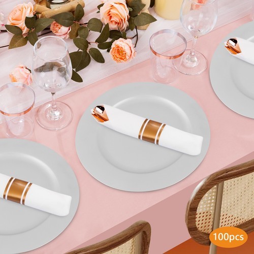 Charger Plates Set, Round Charger Plates, Charger Plate for Wedding Party Silver