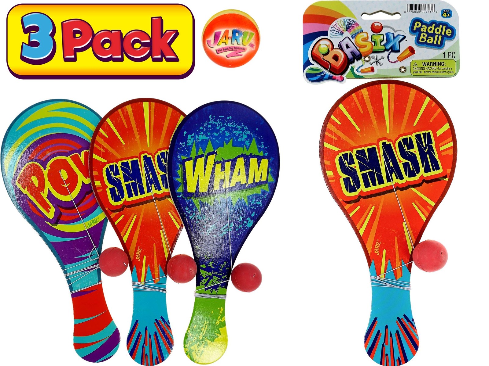 WoodenPaddle Ball with String Pack of 3 Vintage Retro Toys Paddle Ball Set | …