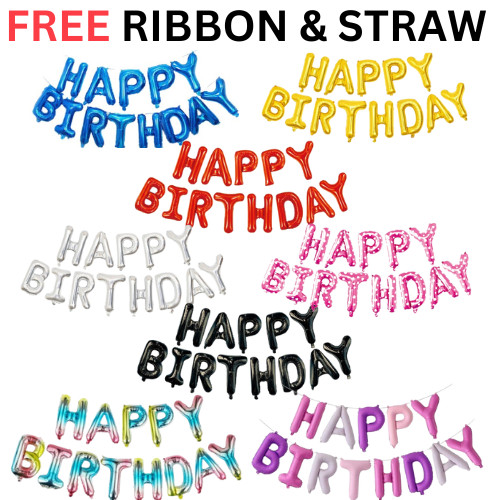 LARGE Happy Birthday Balloons Banner Self Inflating Bunting Party Decoration UK