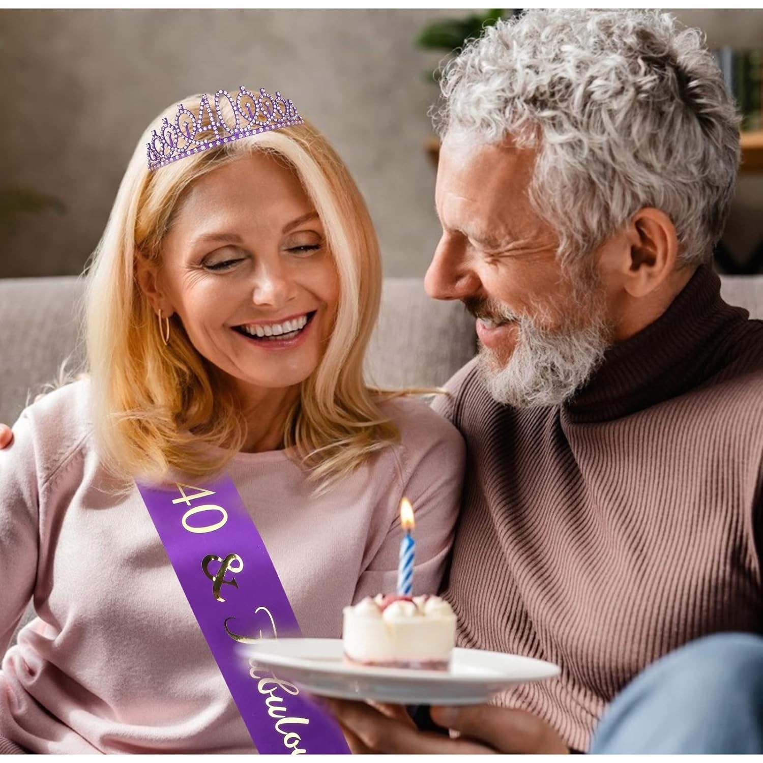 40th Birthday Sash & Rhinestone Tiara Set in Purple – Celebrate Fabulousness!