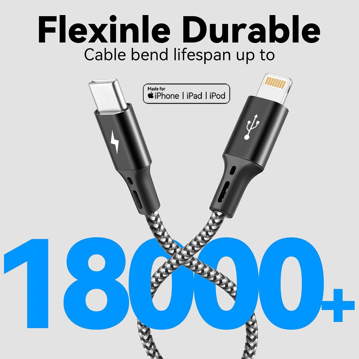ASICEN 3 in 1 Multiple Charging Cord, Braided Multi Charger Cable USBC Charging
