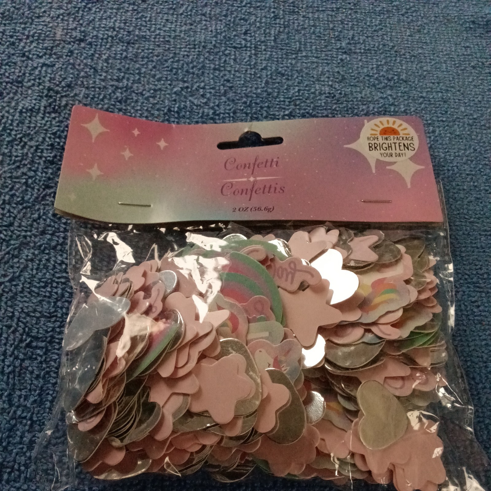1-2oz. Bag of Confetti Stars Rainbows Hearts Birthdays Weddings Celebrations.