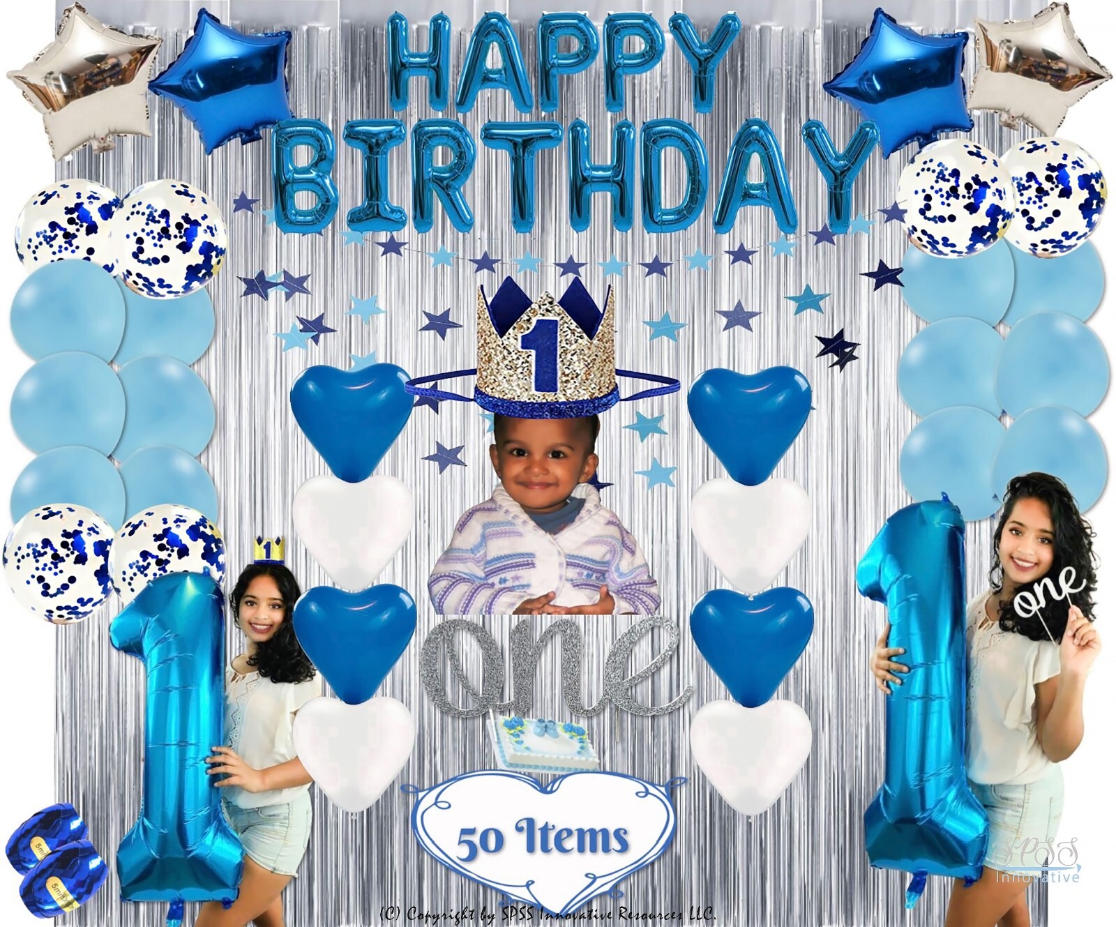 1 Yr Boy / Girl Birthday Decorations 1st Birthday First Bday by SPSS INNOVATIVE
