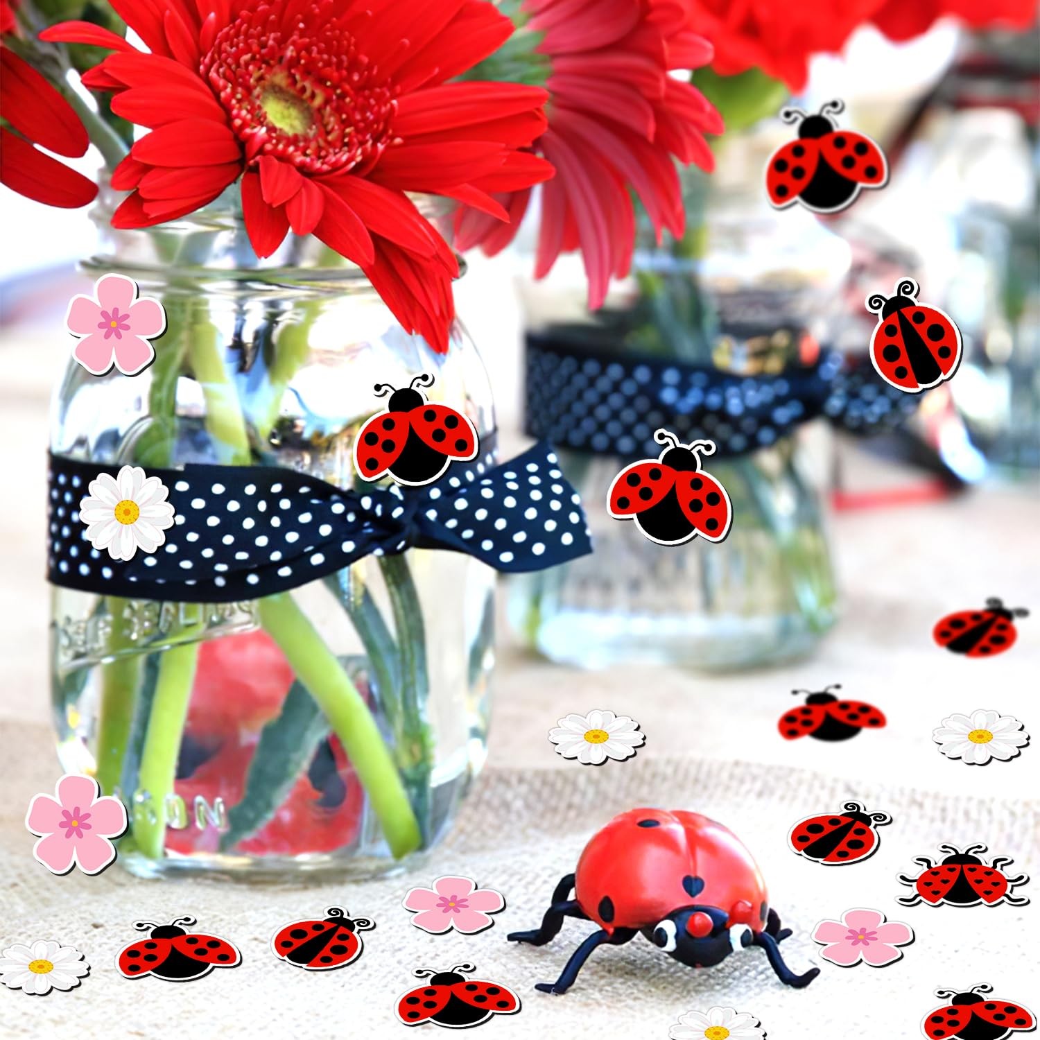 200pcs Ladybug Party Confetti Little Ladybug Table Decorations Double Sided P…