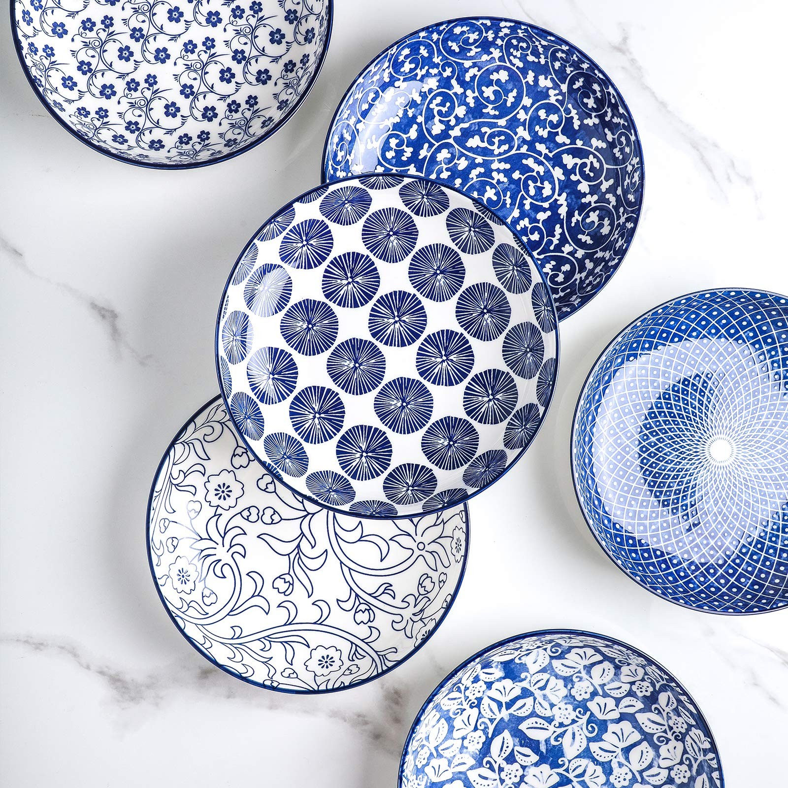 Selamica Porcelain Salad Pasta Bowls, Serving bowls, Microwave & Dishwasher Safe