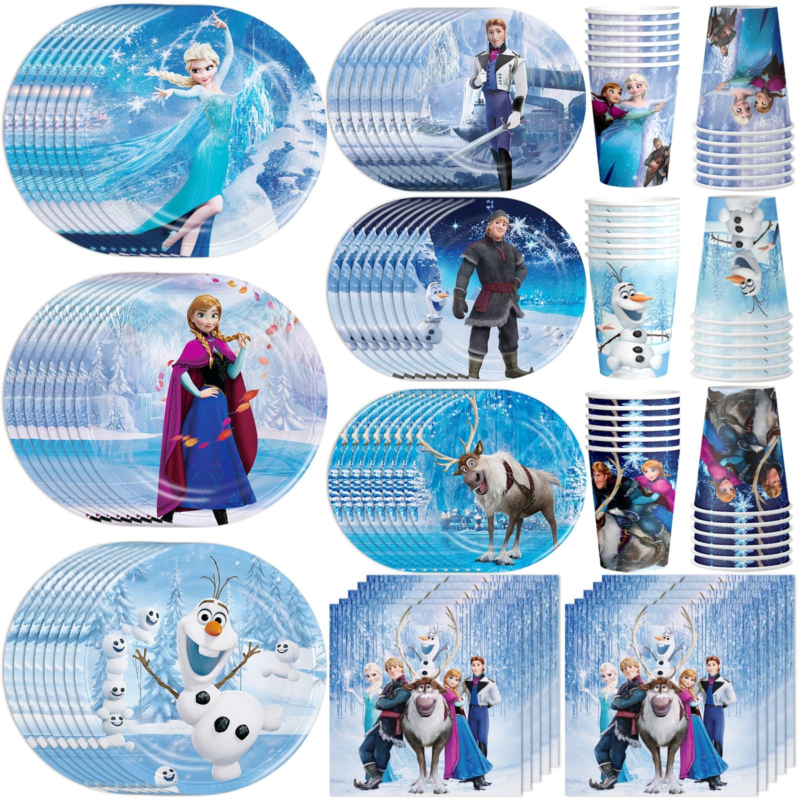 VAYNEIOJOY Frozen Birthday Party Supplies 120pcs Disposable Frozen Paper Plates