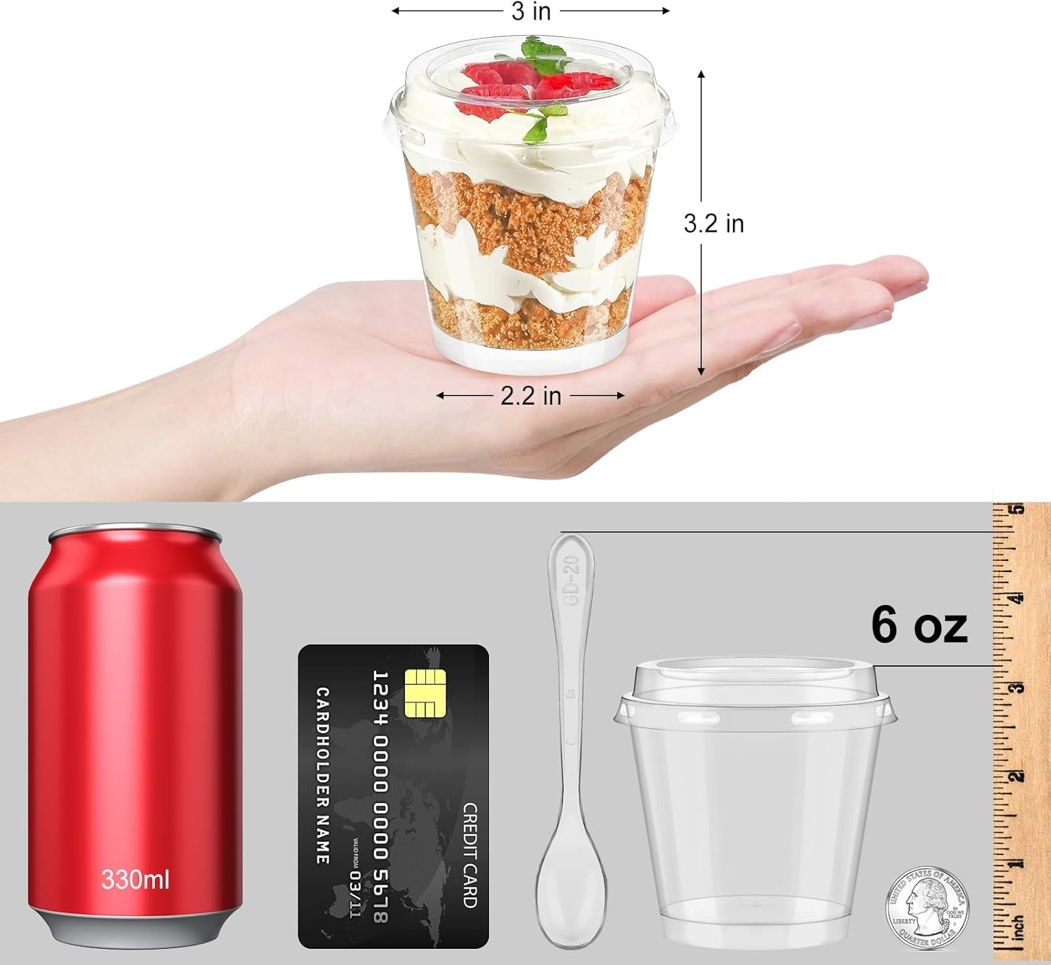 Mini Dessert Cups with Lids and Spoons 6oz Pack of 150 Serving Cups for Parties