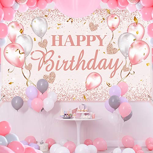 Pink and Rose Gold Happy Birthday Party Decorations Supplies Birthday Party