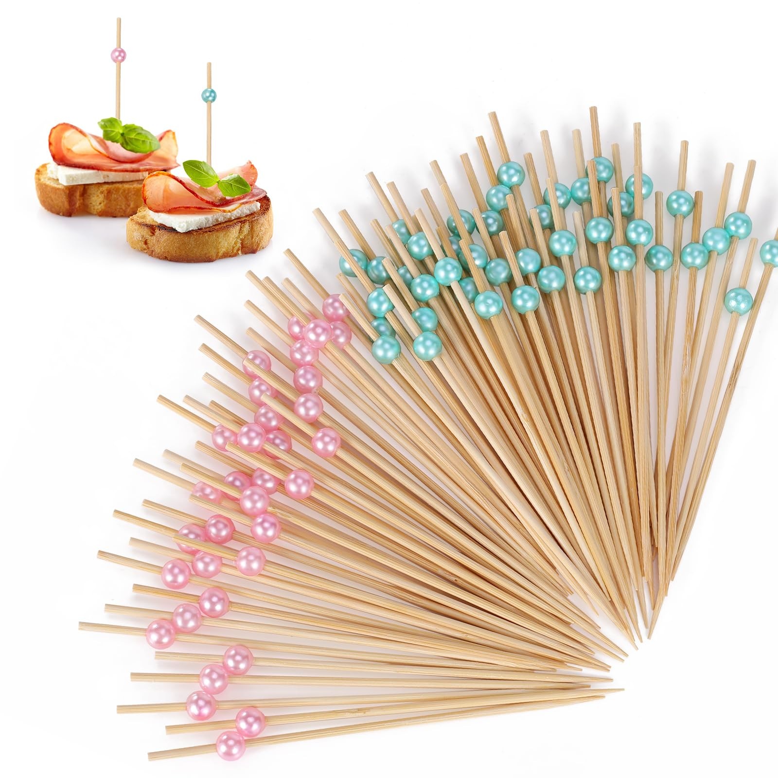 4.7 Inch Blue and Pink Pearl Gender Reveal Decorations Cocktail Picks 100