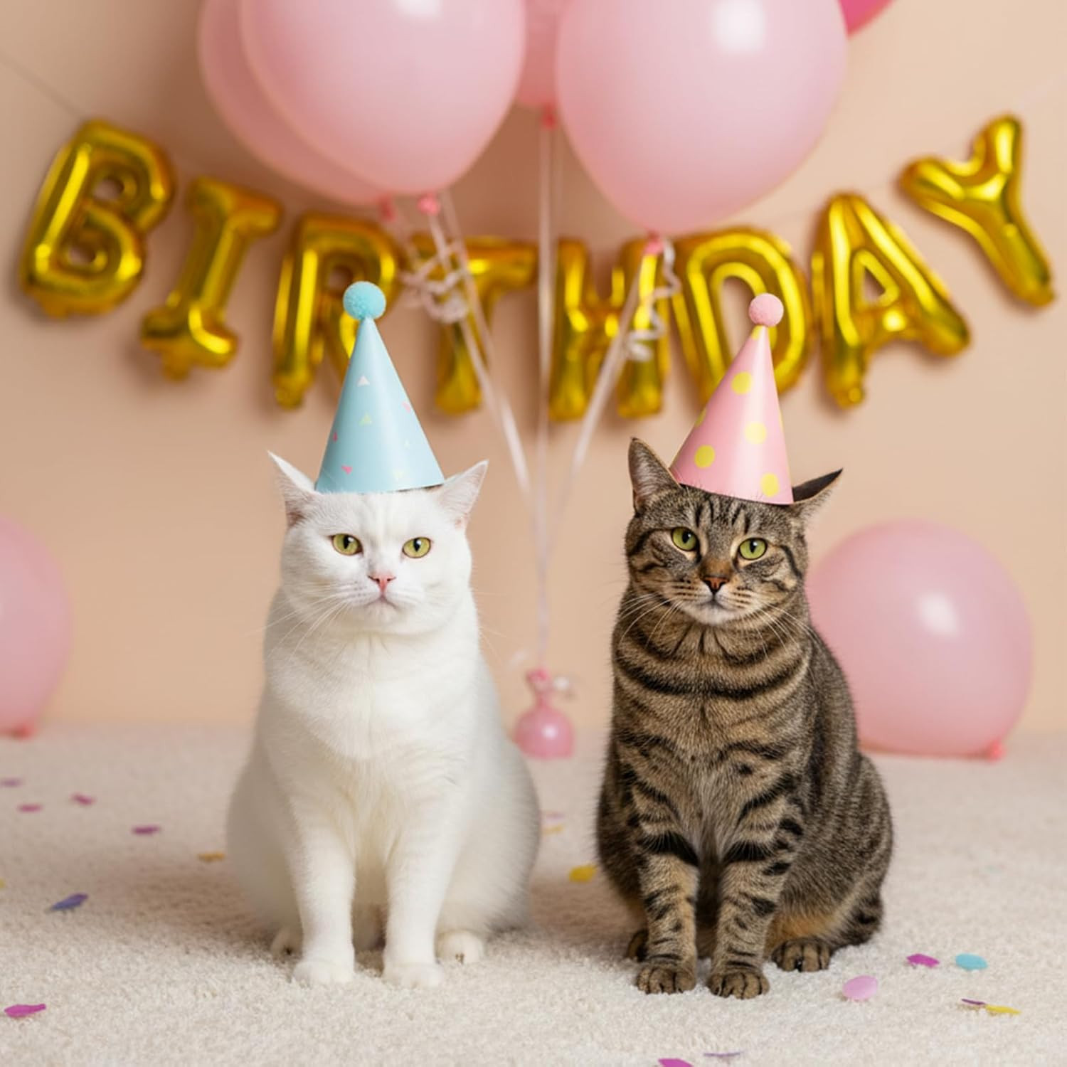 Adjustable Mini Birthday Hats for Dogs, Cats, and Stuffed Animals – 6 Pack