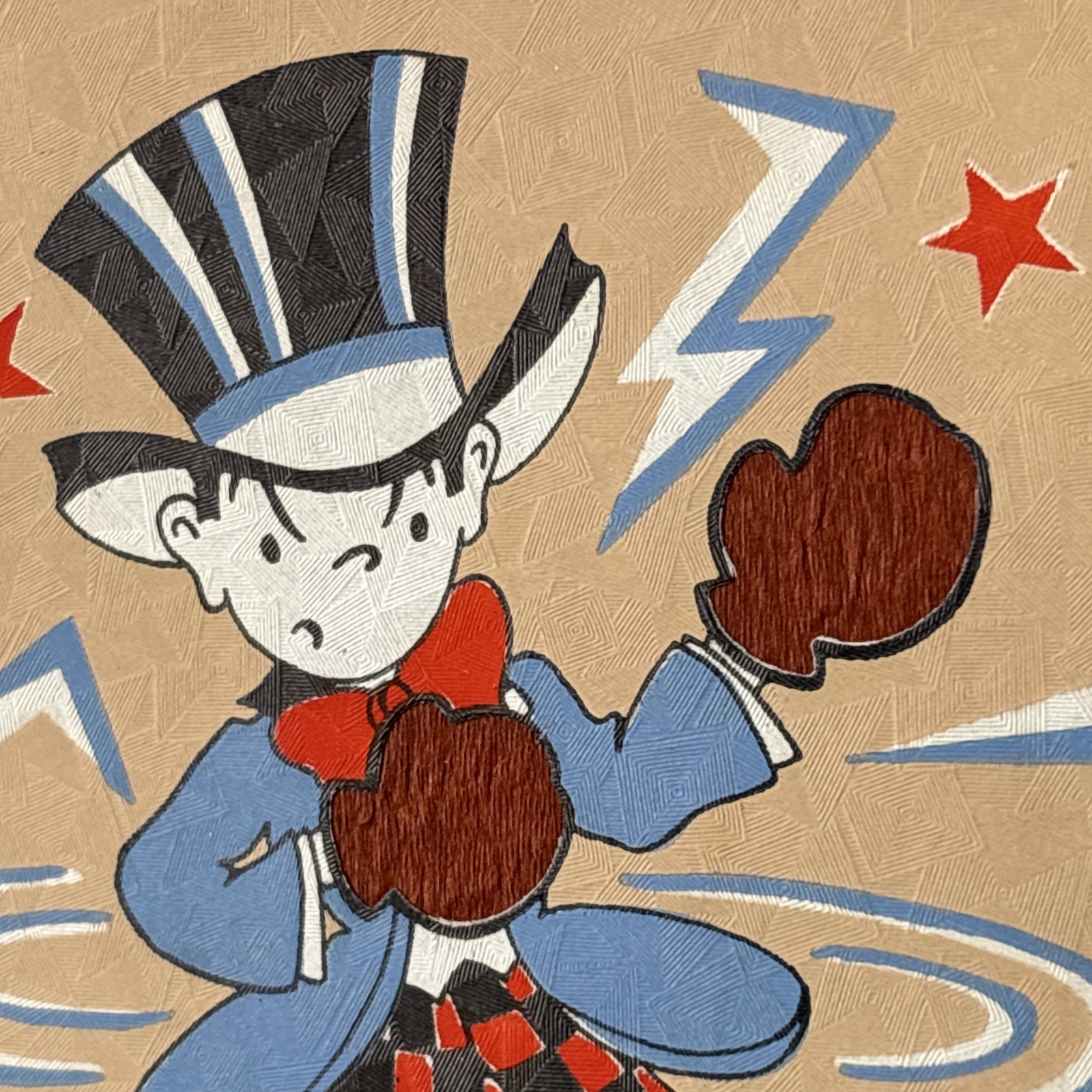1938 Missed Birthday Card Mad Hatter Fighter Boxer Top Hat Party Art Deco 30s