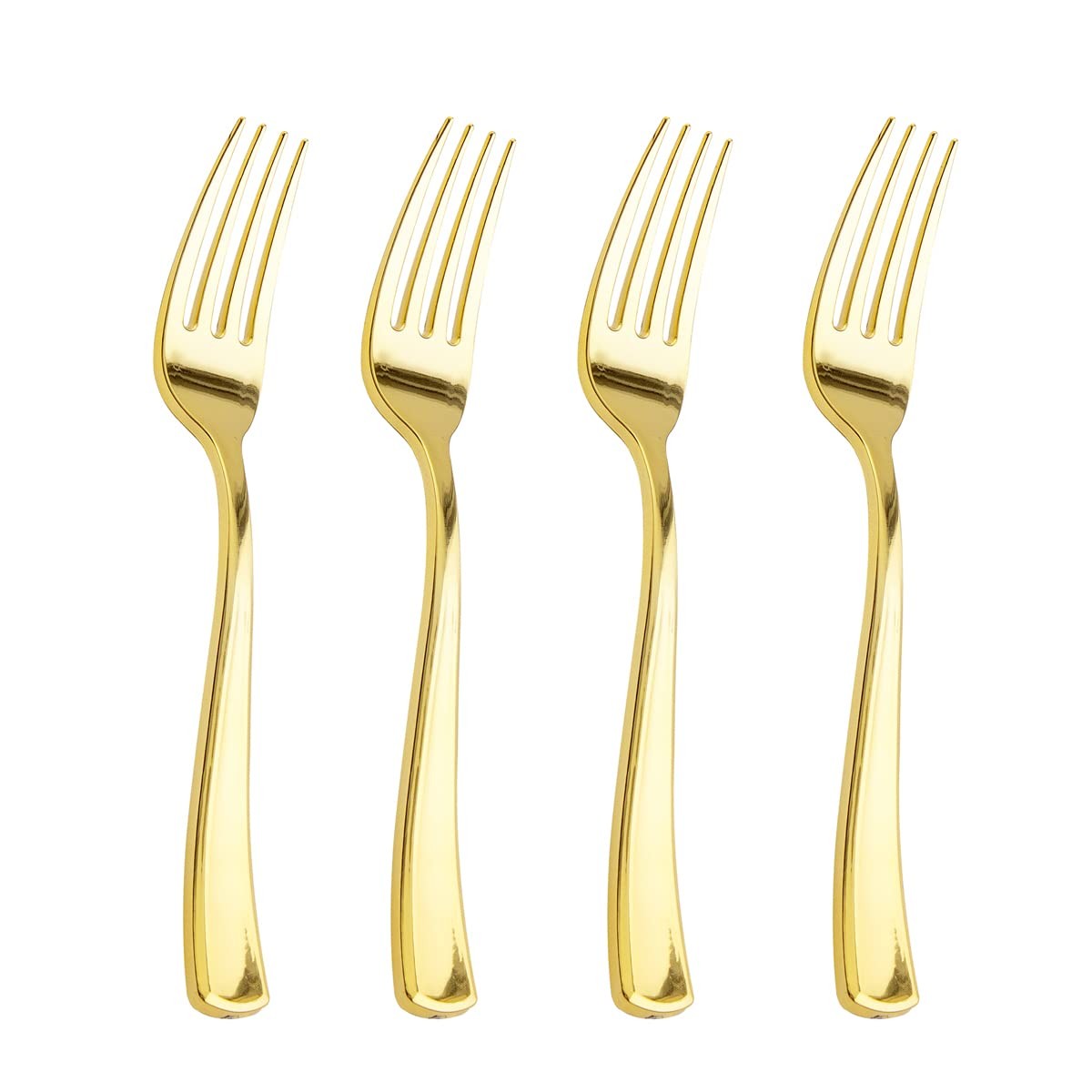 200pcs Gold Plastic Forks – Heavyweight – 7.4 Inch Heavy Duty Forks – Gold Pl…