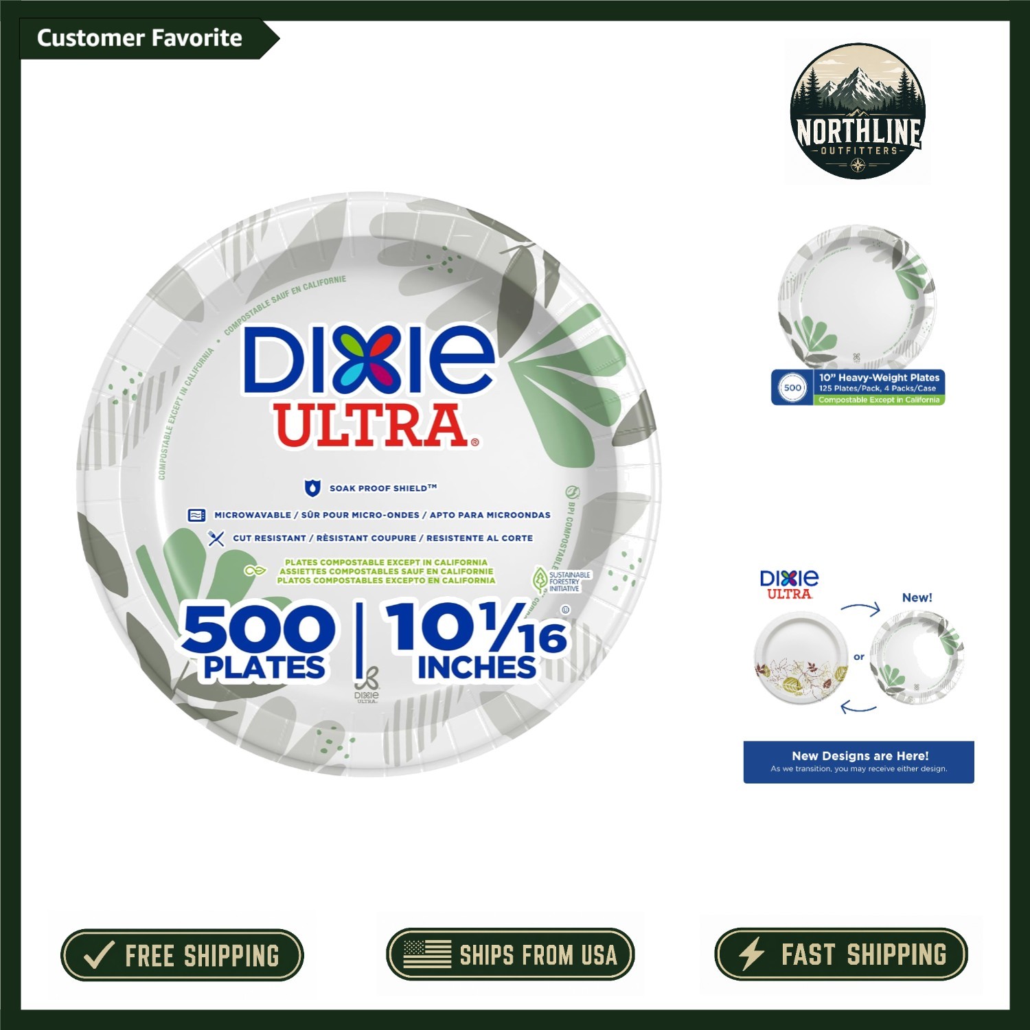 Dixie Ultra 10-Inch Heavy-Weight Paper Plates, 500 Count, Eco-Friendly Design