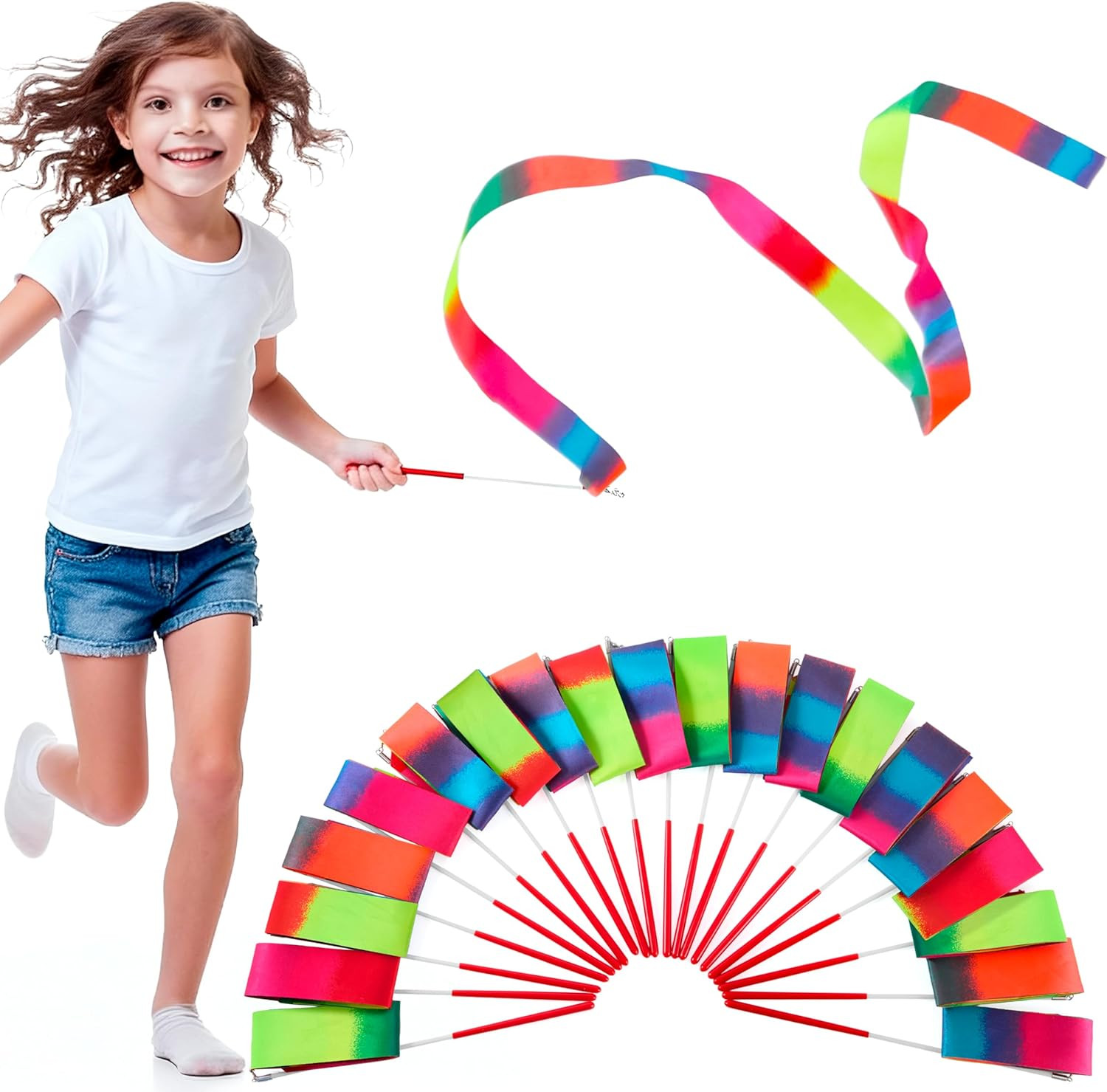 10 Pack Ribbon Dancing Wands Party Favors Gymnastics Streamers Kids Girls Party!