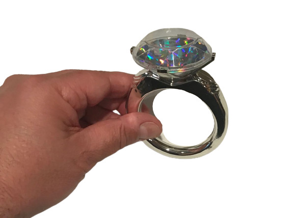 4″ JUMBO DIAMOND RING BACHELORETTE Party Gift Joke Gag Big Fake Rock Plastic Toy