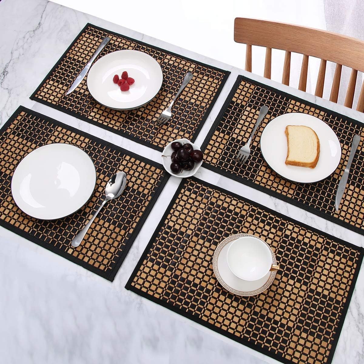 Bamboo Placemats for Dining Table, Set of 11.5*17.5inch, Black