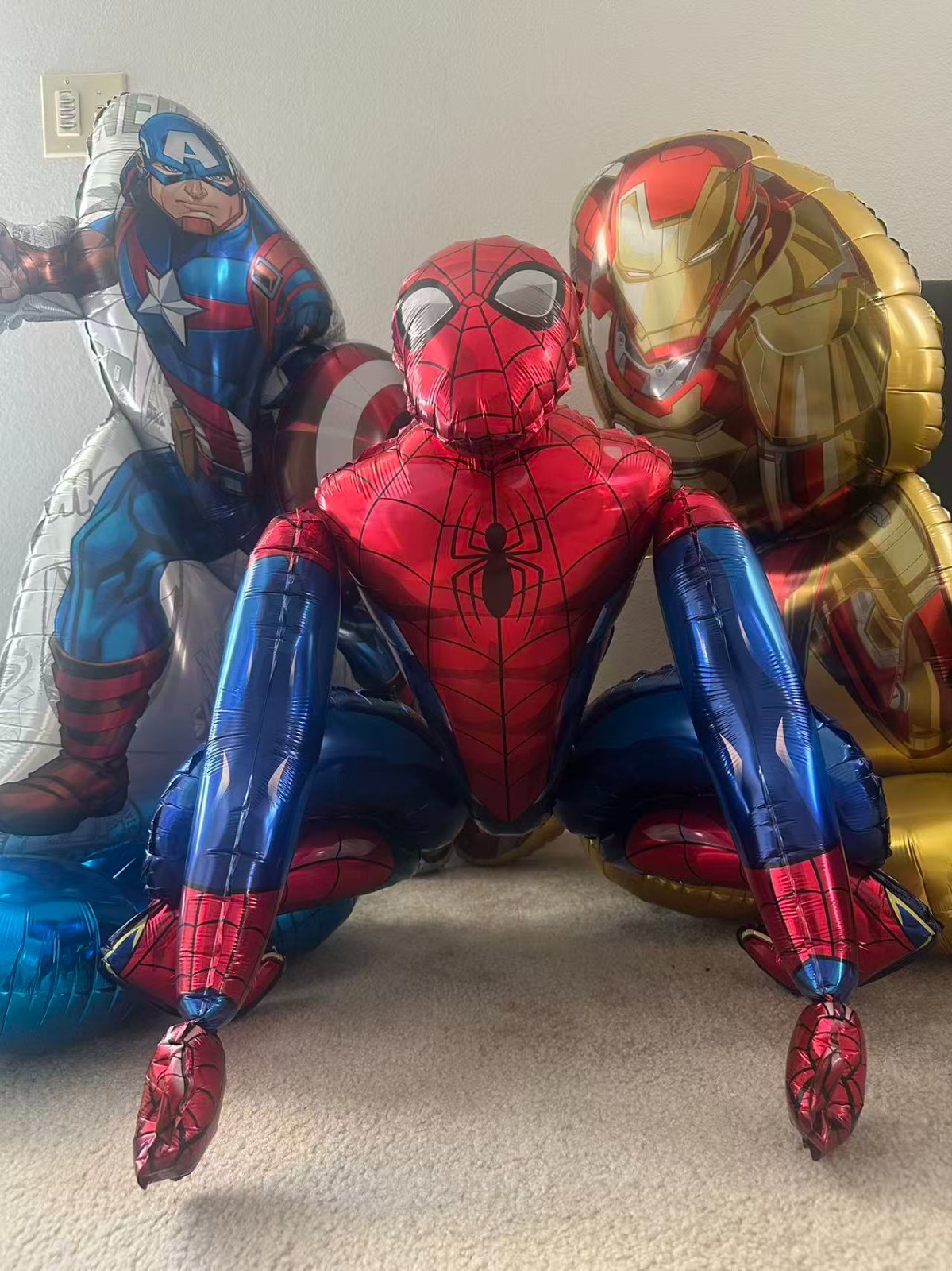 3PCS Superhero Foil Balloons Set Large Standing Party Decorations Hero Theme Bir
