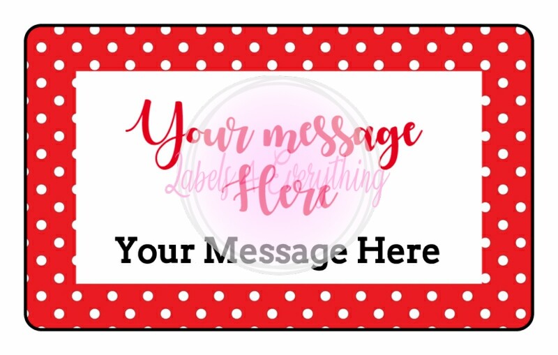 Personalised Polka Dot Rectangle Stickers Gift Seals Tag Sweet Cone Bag Box