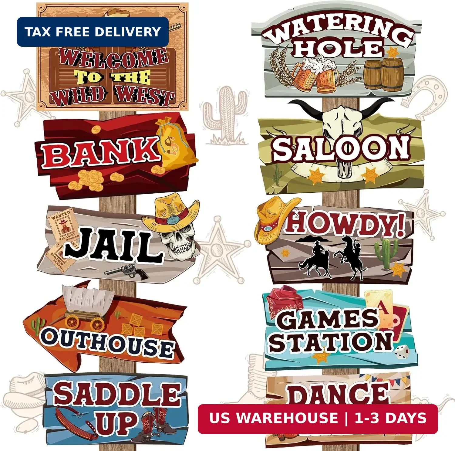 Hooqict Western Birthday Party Decorations 20 Pieces Cowboy Themed Party Signs W