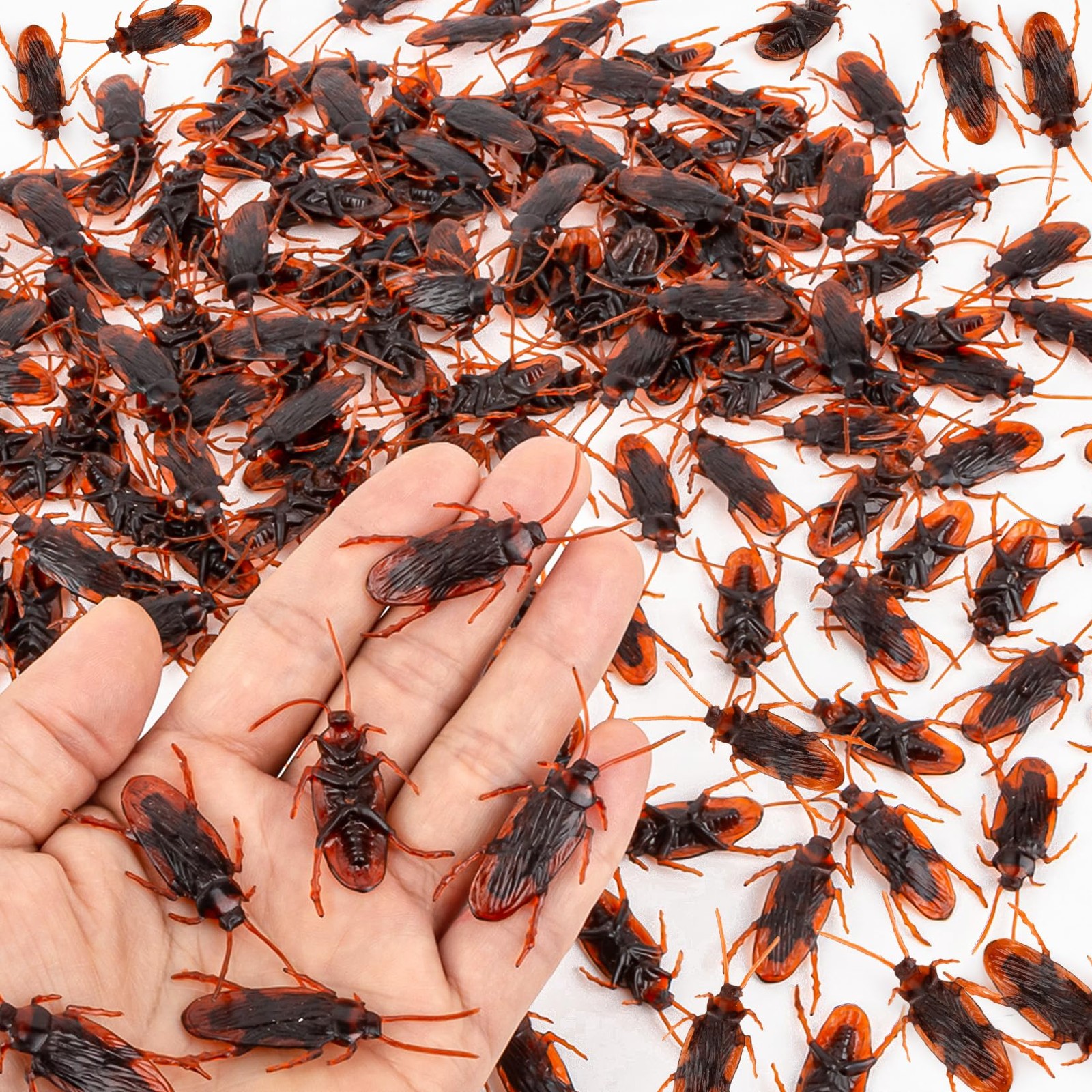150 PCS Premium Fake Cockroaches – Realistic Fake Roaches Plastic Bugs Pranks…