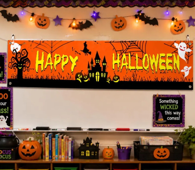 Halloween decorative banner/backdrop, measuring 24 x 71 inches