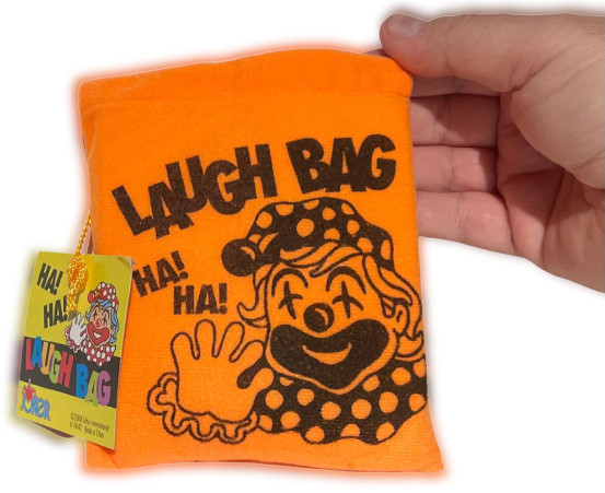 1 LAUGH BAG Laughing Sound Toy Prank Joke Gift Funny HA Box Clown Squeeze Trick