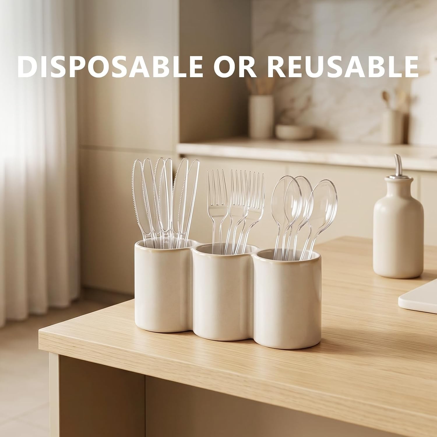 100 Count Plastic Spoons,Heavy Plastic Silverware,Premium Disposable Spoons,
