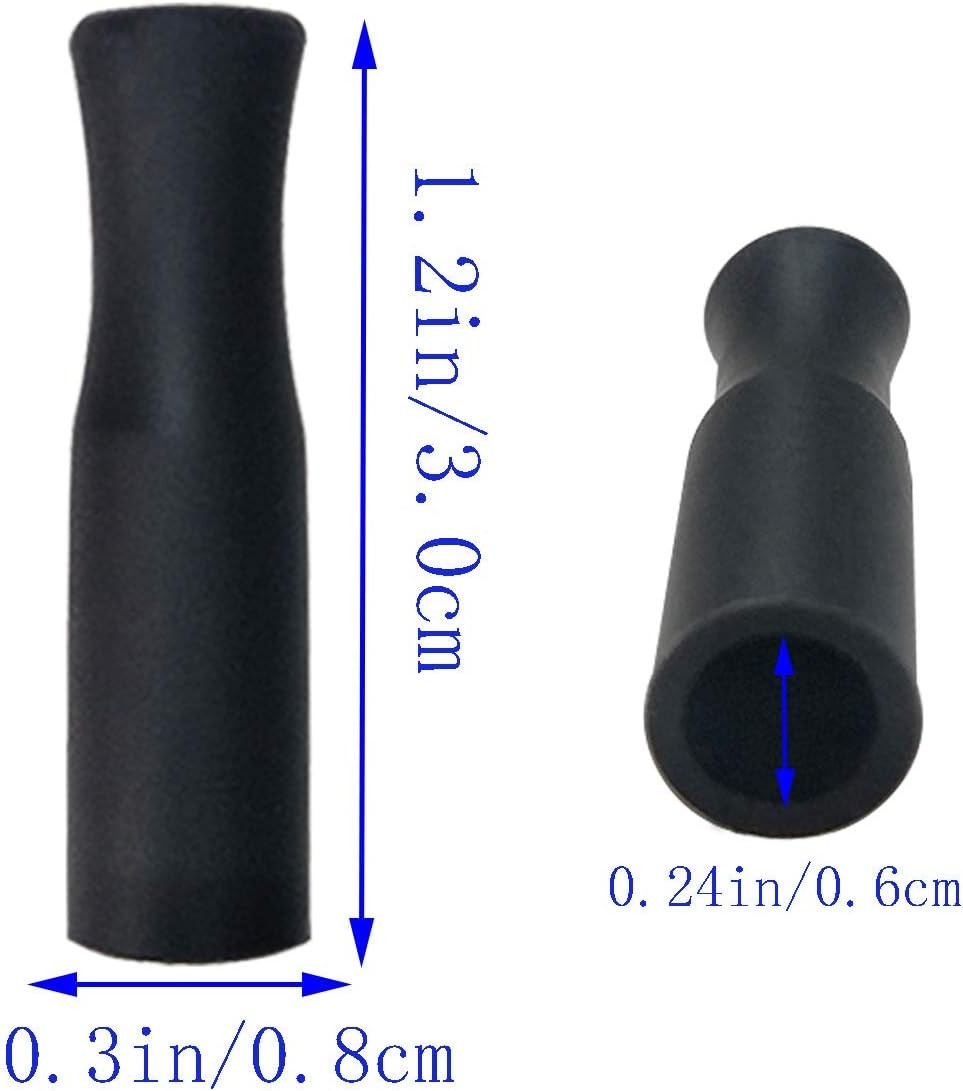 21Pcs Reusable Silicone Straw Tips, Stainless Straw Tips, Black Food Grade