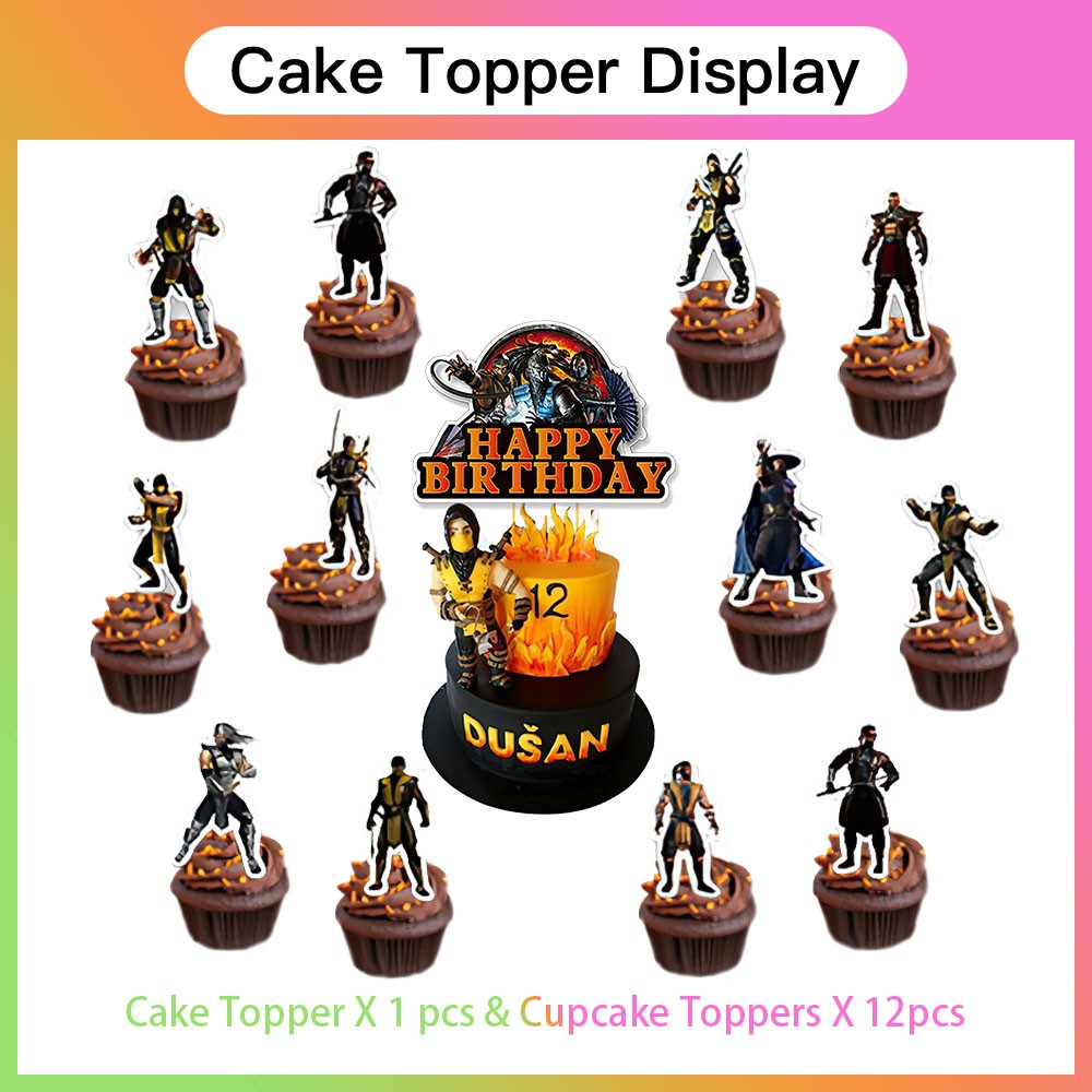 Mortal Kombat Party Supplies Birthday Decor Set Balloons Cake Toppers Banner