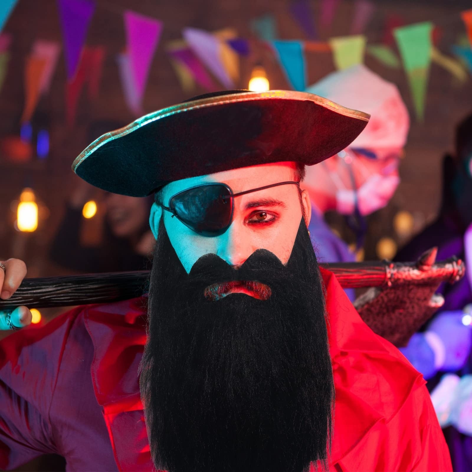 4 Pieces Fake Beards Long False Beards Funny Fake Mustache Costume Whiskers Kit