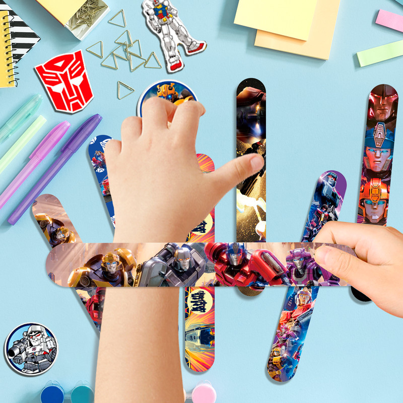 Transformers Themed Kid Birthday Party Supplies Slap Bracelets Favor Set Sticker