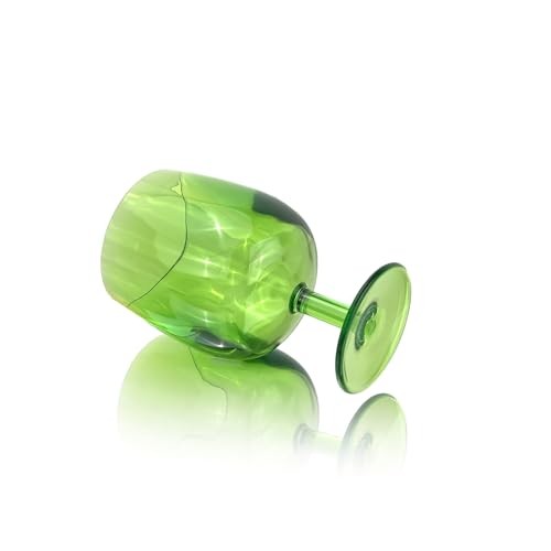 Plastic Wine Glasses Set Of 6,Unbreakable Acrylic Wine 12 Ounce Green