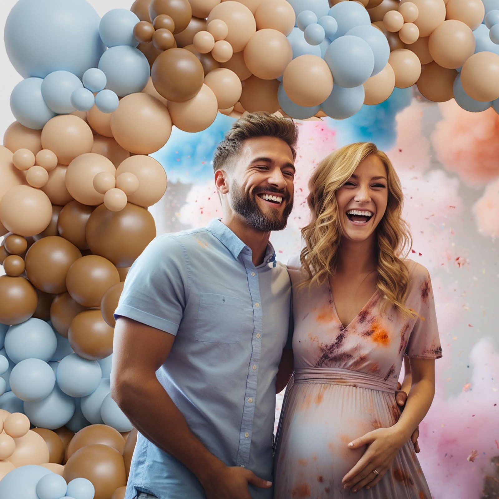 Bear theme Balloon Arch Kit Light Blue beige Tan and Brown Globos cream Ballo…
