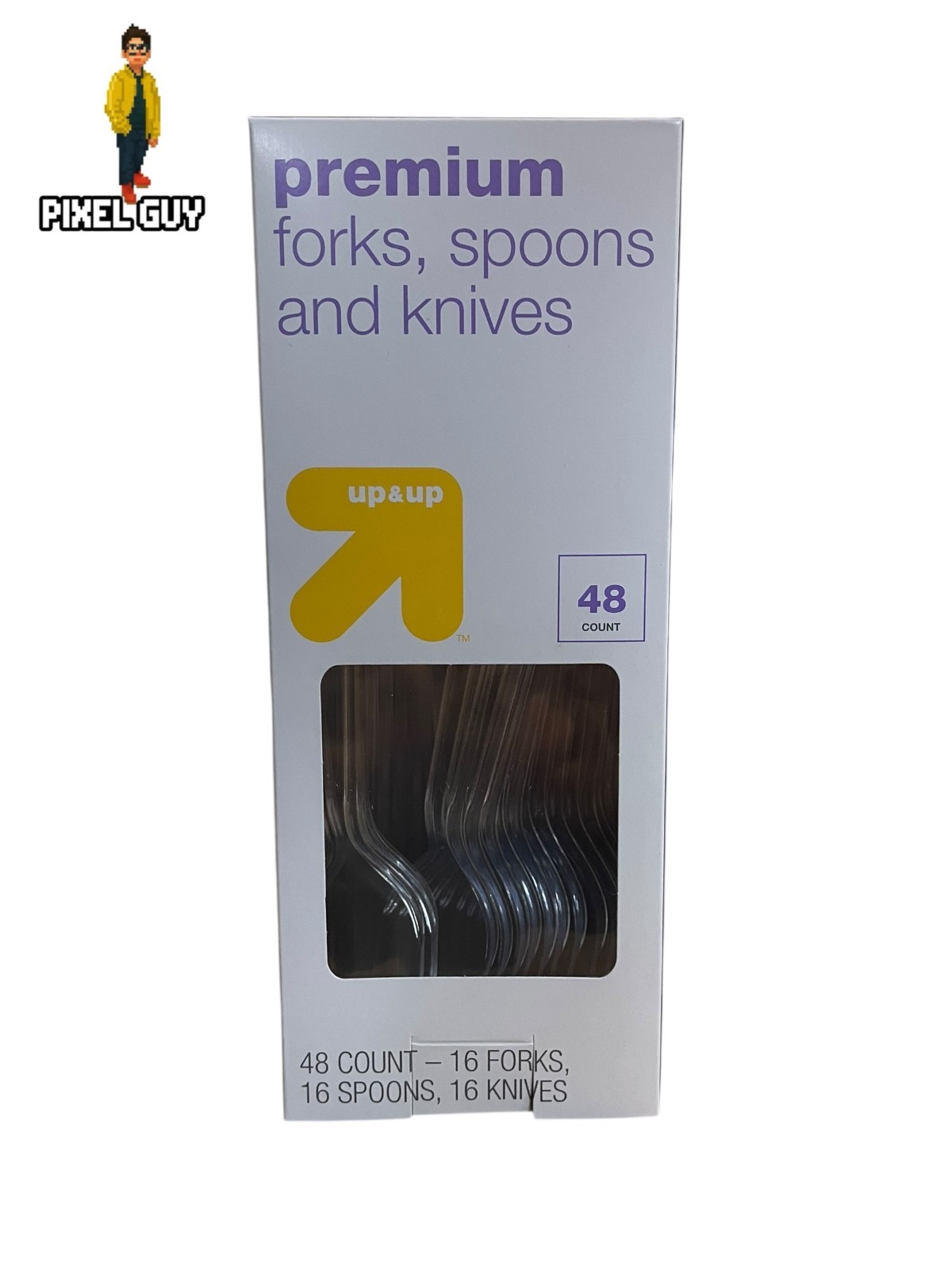 Lot of 12 Up & Up Premium Plastic Forks, Spoons and Knives – 48ct/16 Set Clear