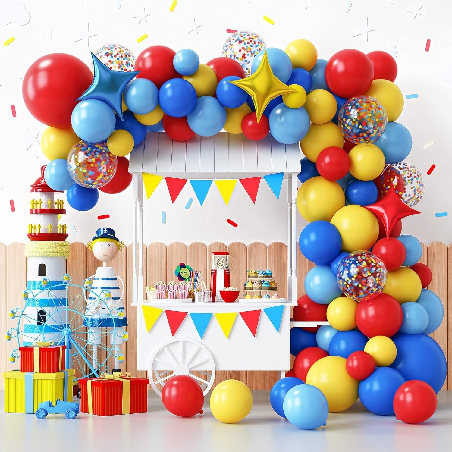 Carnival Circus Theme Party Decorations, Primary Color Balloon Arch Kit, 120p…