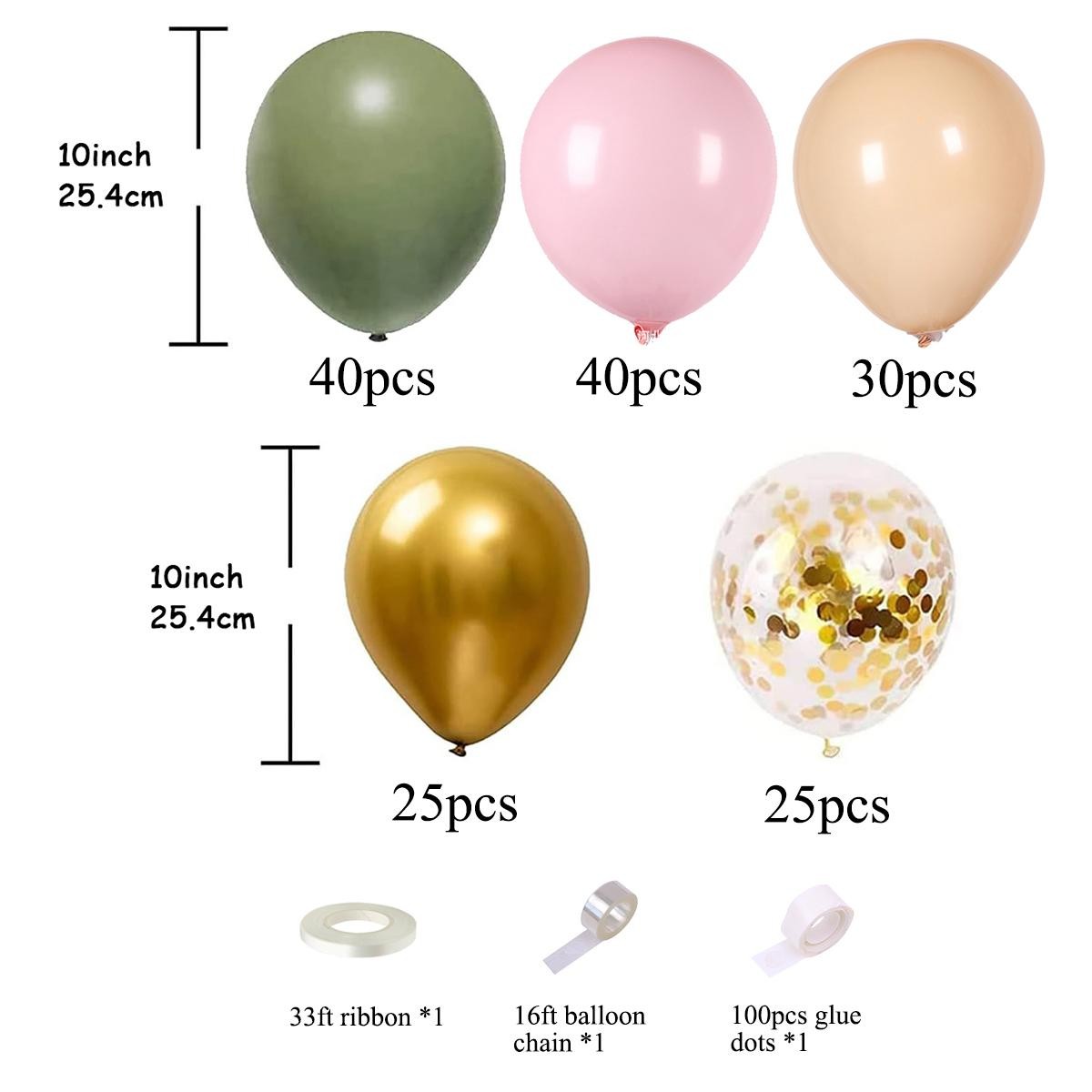 Balloons Retro Sage Confetti Balloons Olive Green Gold Pink Beige Latex Balloonx