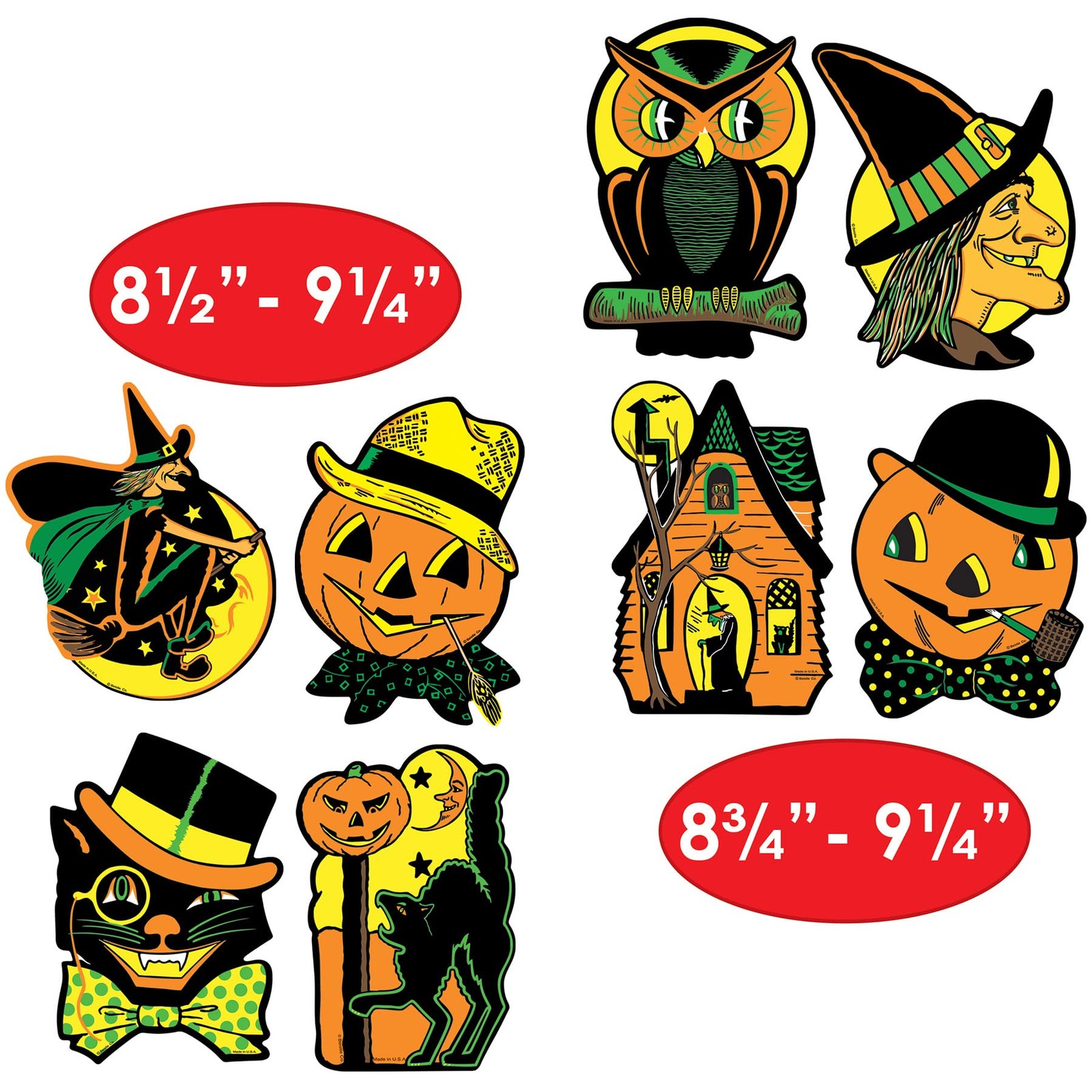 Beistle Vintage Halloween Cutouts 4-Count – 8.5″ – 9.25″, Multi Color