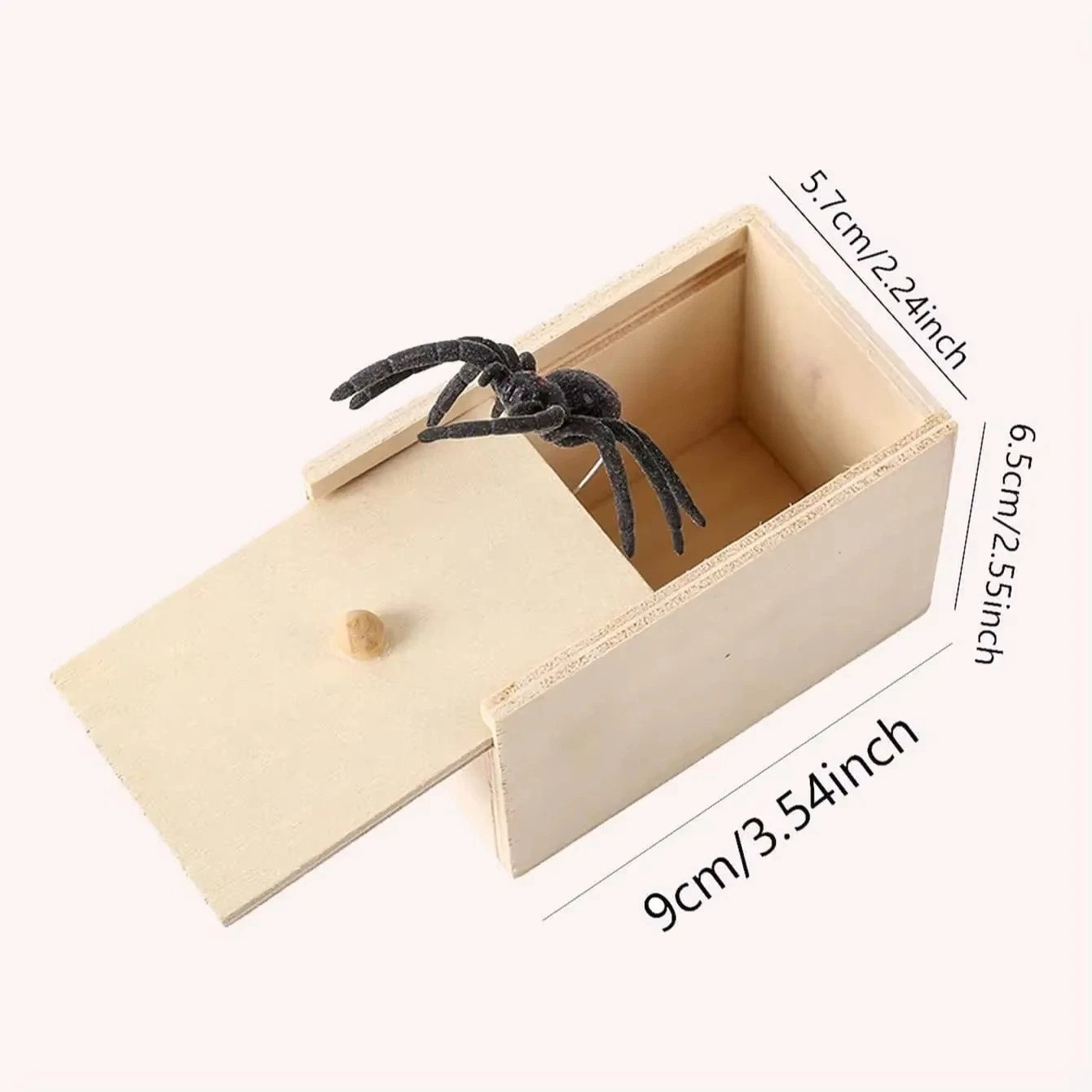 Wooden Prank Spider Scare Box Hidden in Case Trick Play Joke Scarebox Gag Toy