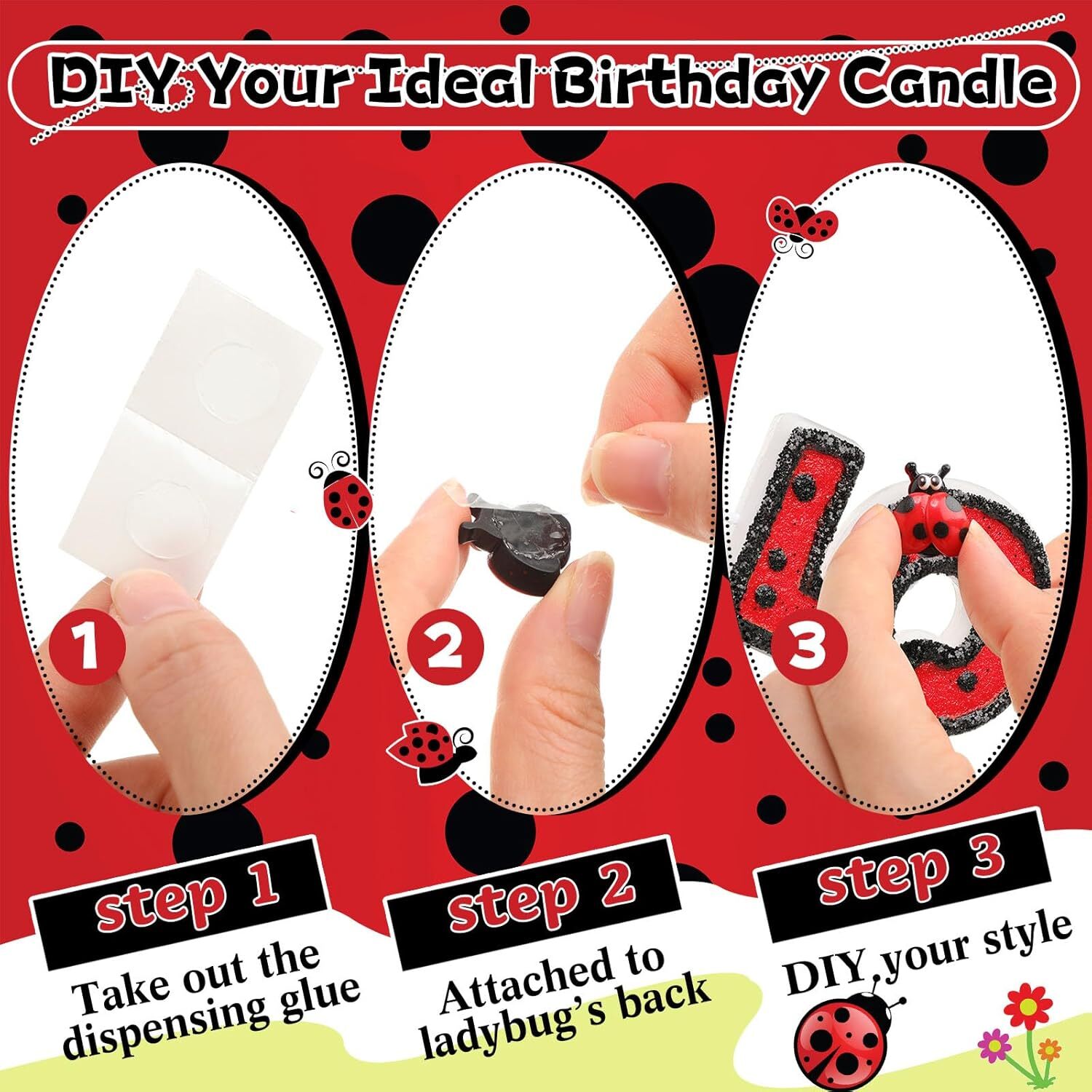 #5 Ladybug Birthday Cake Candle Number Candles Birthday Decorations