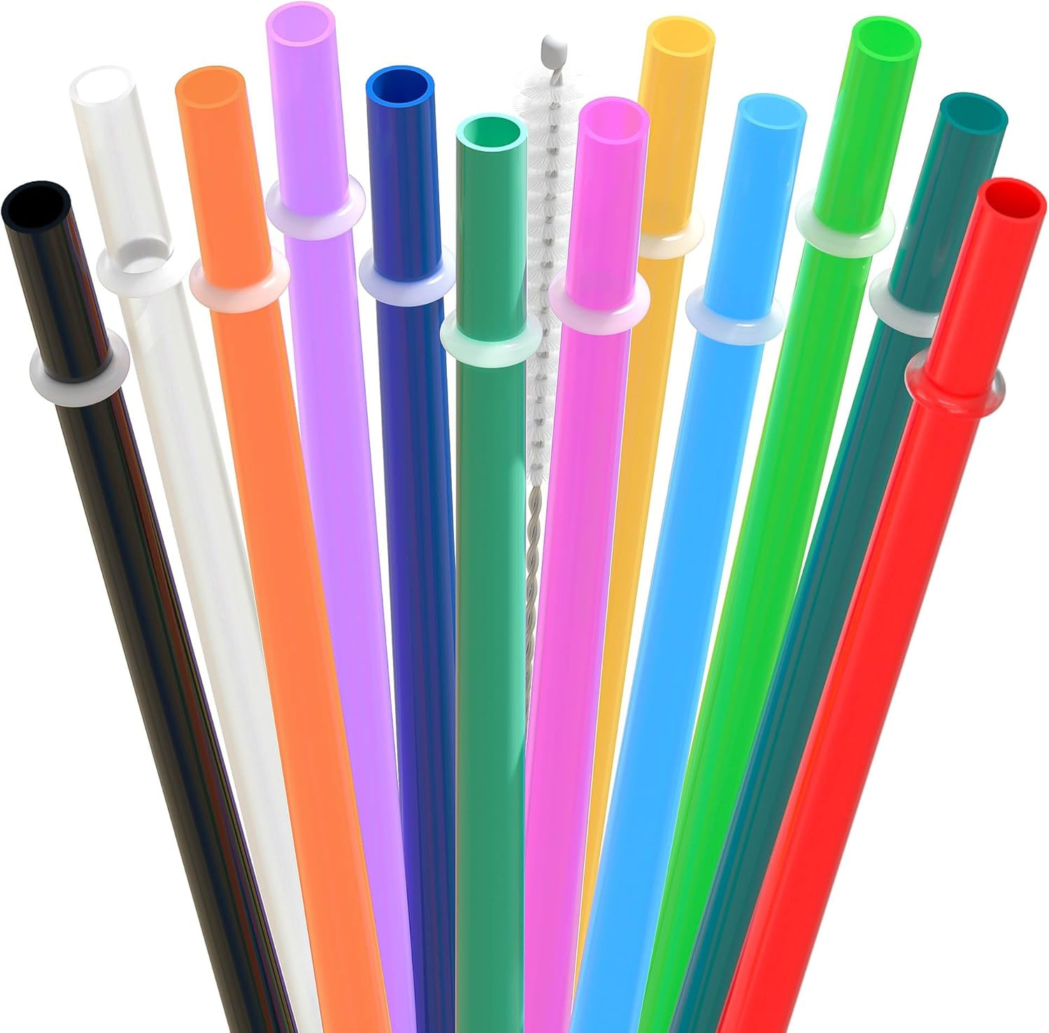 12 Piece 11 Inch Reusable Plastic Thick Drinking Straws BPA Free Mason Jar Straw