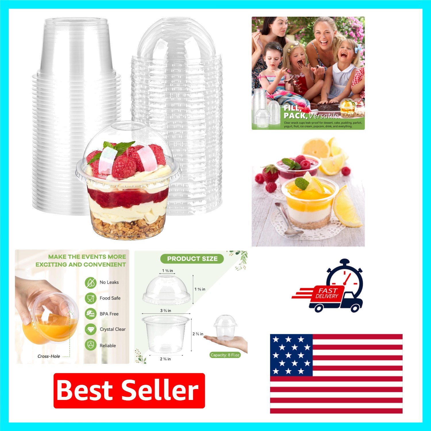 Disposable 8 oz Clear Dessert Cups with Dome Lids – Ideal for Every Celebration