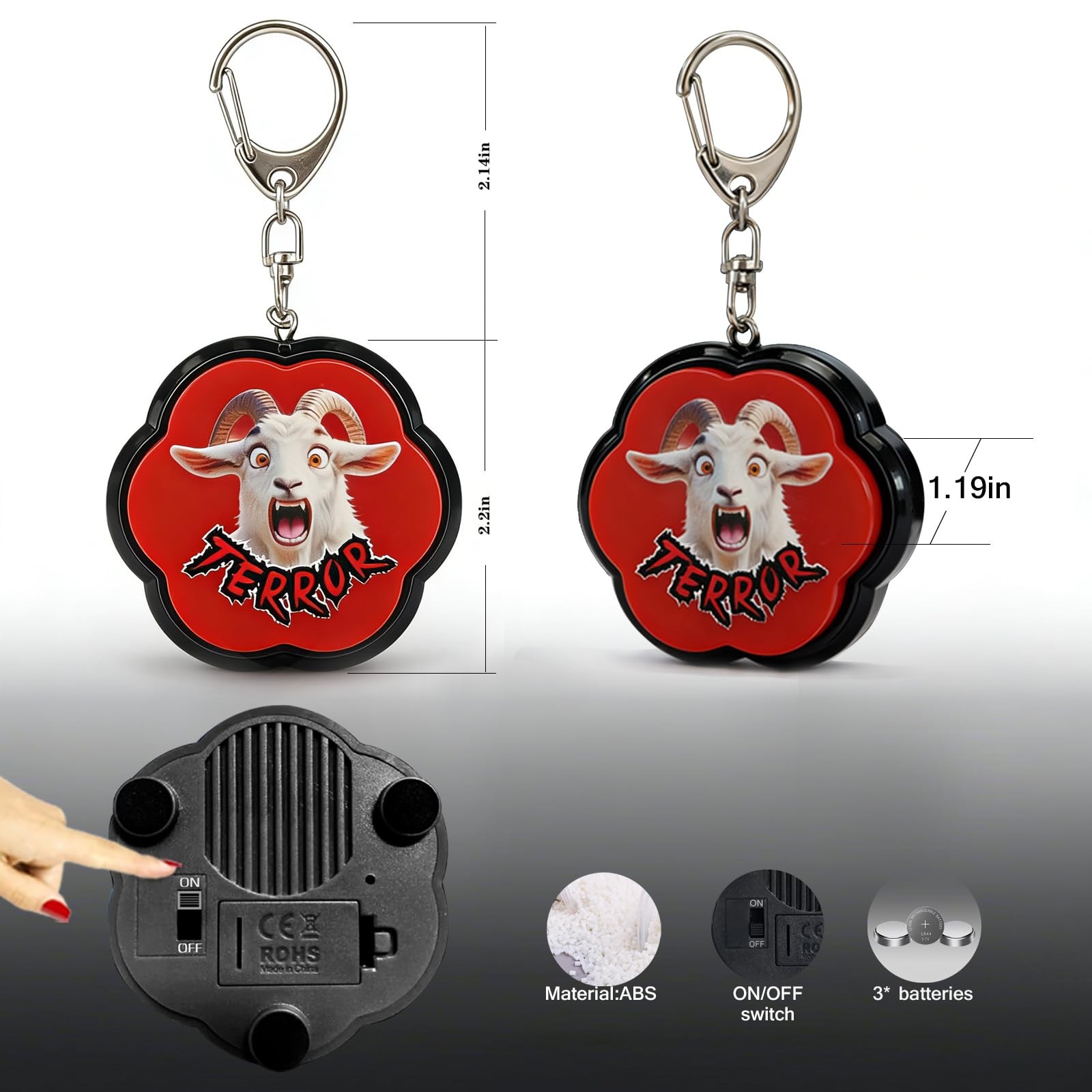 ANLIKY Sound Button Novelty Toy with Keychain & 1Packs, Red Black