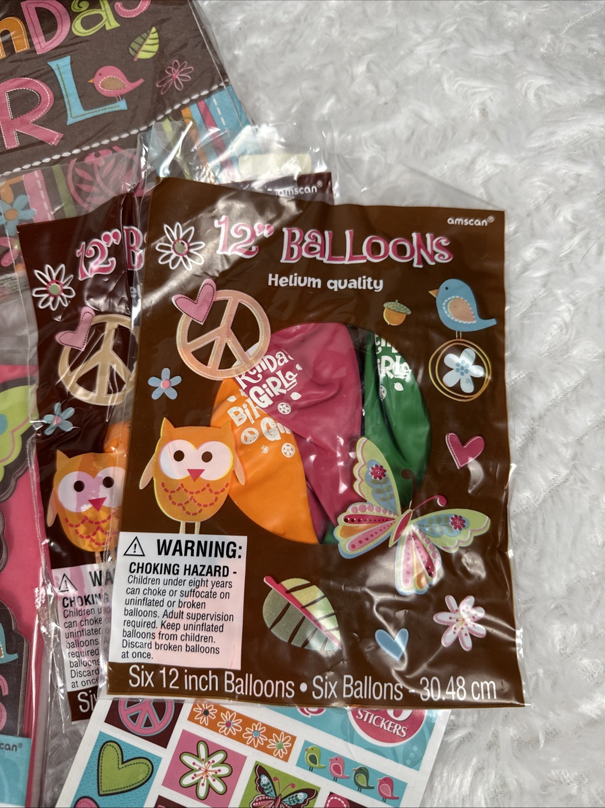 Hippie Chick Peace Owl Pink Brown Retro Birthday Party Kit Decorations Favors 16