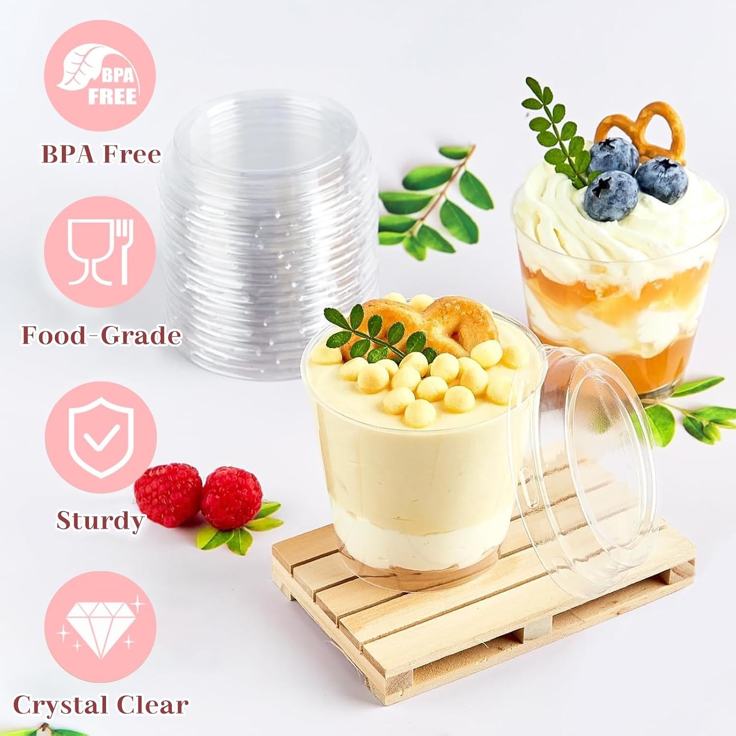 Mini Dessert Cups with Lids and Spoons 6oz Pack of 75 Serving Cups for Parties