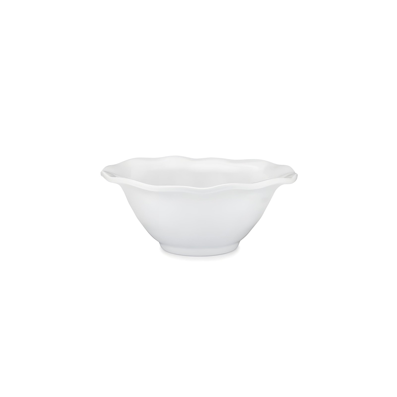 Q Squared Ruffle Round Cereal Bowl, 6.5-Inch, Melamine, White