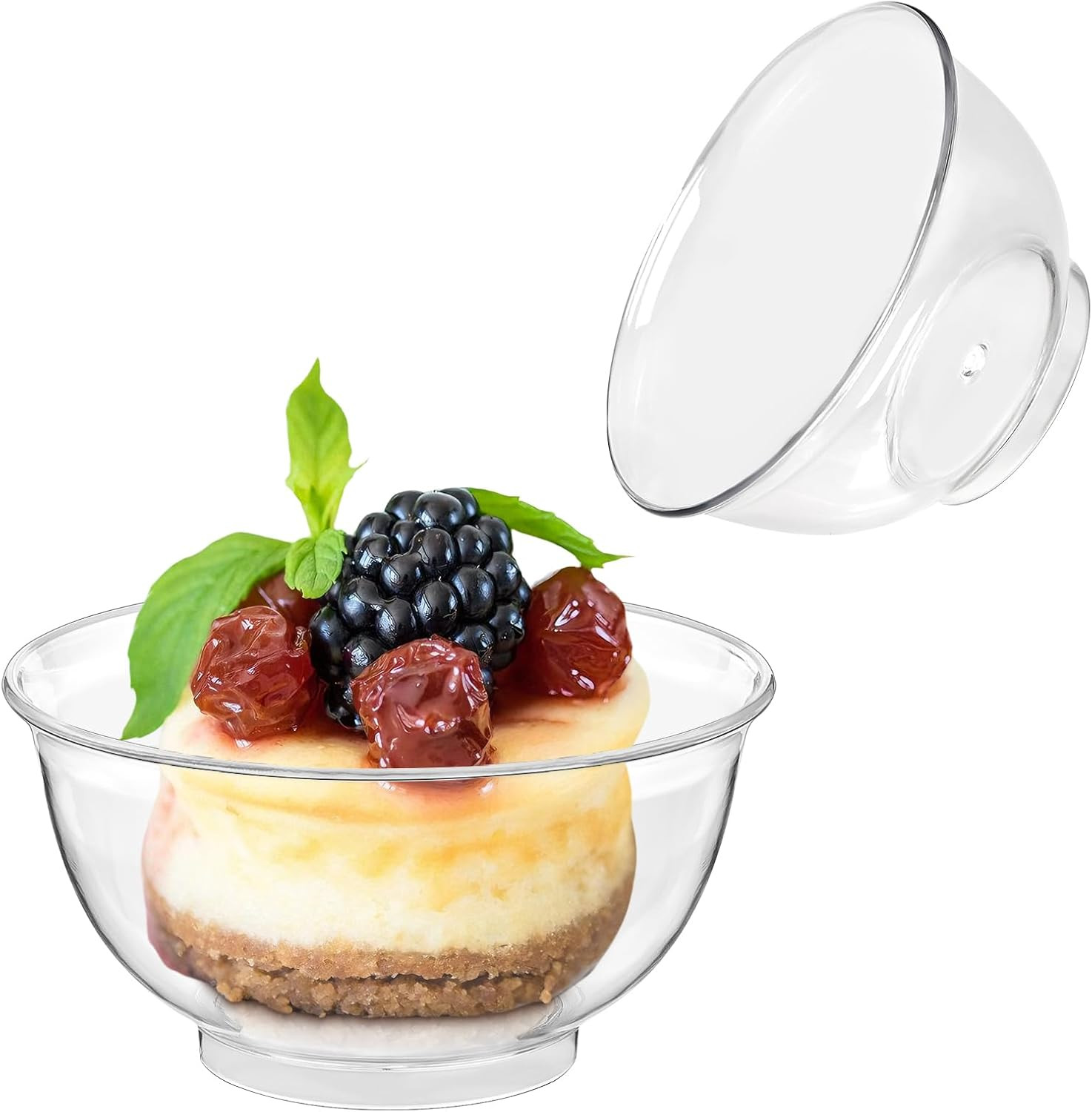 100 Pack 1.6 Oz Mini Dessert Cups, Clear Plastic Reusable Small Rectangle Party