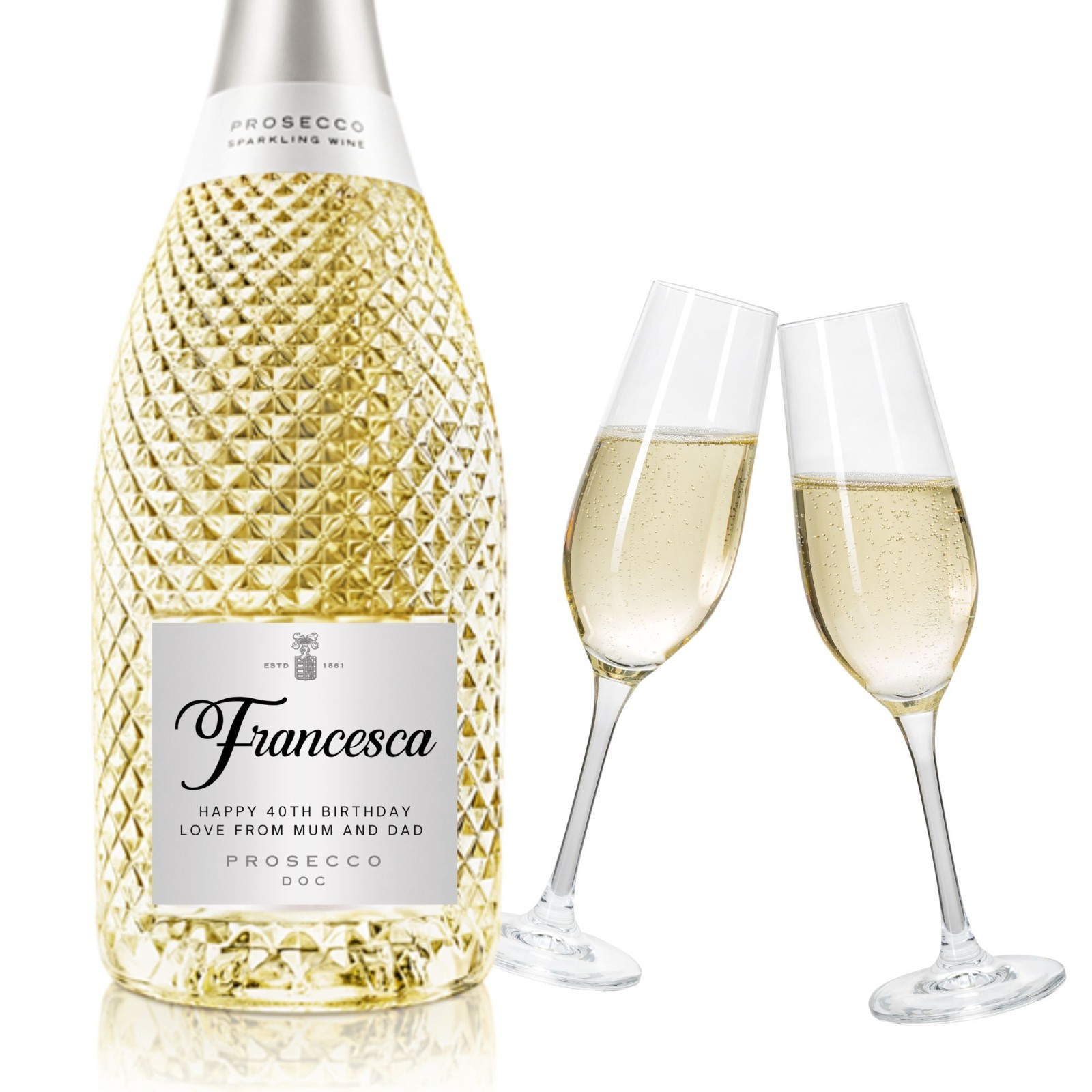 Personalised Prosecco Bottle Label Champagne Wine Gift Sticker for Any Occasion