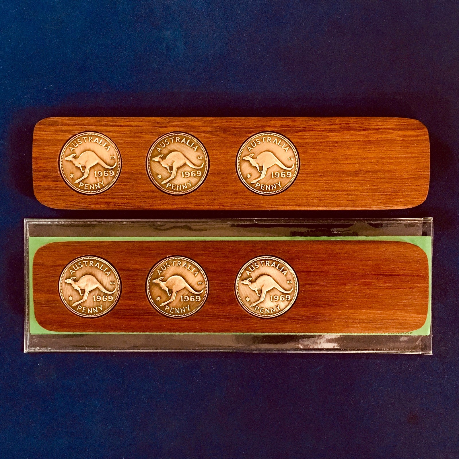50th Birthday Gift Present Hardwood Two-Up Game 1974 Australian Pennies two up